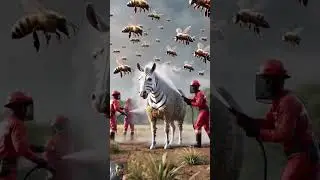 Bees attack on Zebra rescue team saved Zebra #humanity #animals #zebra  #rescueanimals #shorts