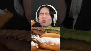クリームたっぷりの揚げパン‼️#咀嚼音 #asmr #asmreating #asmrfood #大食い