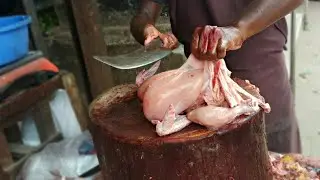 Boiler Chicken Cutting Skills at road side marker | Chicken Cutting with Knife Skills | BD Fish