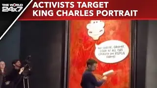 UK News | Animal Rights Activists Stick Cartoon Images On King Charles' Portrait