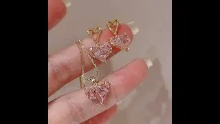 Barbie Pink Bridal Glow &ndash; Peach Heart Necklace & Earrings Set