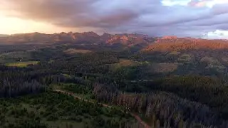 Sunset Drone flight over| Colorado Rocky Mountains.beautiful view.