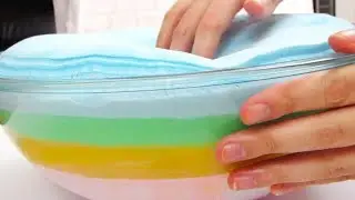 Making a 4-Layered DIY Rainbow Iceberg Slime! Looks like a Rainbow Cake 🌈