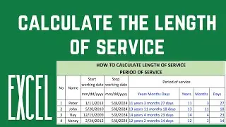 How to calculate length of service| Period of service | Excel tips | Excel learning.