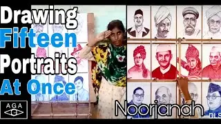A talented Girl drawing 15 portraits at the same time - India #drawing #indian
