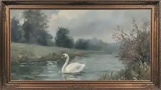 Vintage Swan in River Landscape &bull; 4K Frame TV Art &bull; Cozyland Prints