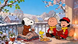 Snoopy&rsquo;s Balcony Morning 🌤️📖 Charlie Brown Reads Beside Hot Cocoa for Calm Focus & Work