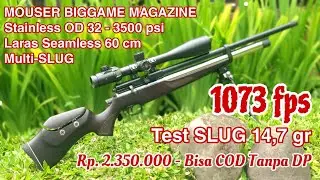 MOUSER BIGGAME MAGAZINE 3500 PSI : Tabung Stainless OD 32, Laras Seamless Multi-SLUG 60 cm