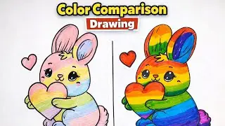 Pastel vs Dark Colors 🎨 | Cute Bunny Drawing Comparison 