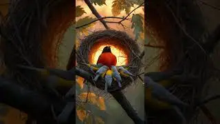 Scarlet Tanager Nest Burns Bright in the Evening Light #tanager #birds #birdnest #babybird #bird