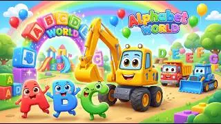 Big Construction Trucks ABC Song for Kids | Learn Letters, ABC Nursery Rhymes & Baby Songs 🚧