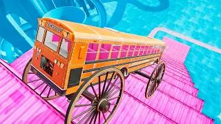 School Bus Stairs Jumps Down &ndash; Epic USA School Bus Crash Test in BeamNG Drive Simulation
