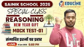 NEW YEAR SPECIAL 🎉 | Sainik School Class 6 & 9 Reasoning Mock Test 2026 | Full Exam Pattern |