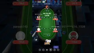 AA Vs QQ ALL IN WINZO POKER 2.07 POT WINNING #winzogames #poker #gaming #king 👑👑👑