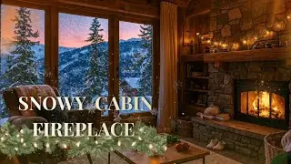 Winter Fireplace Ambience ❄️ Snowfall, Wind & Crackling Fire | Cozy Cabin Sounds for Sleep