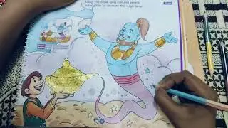 Colour the magic lamp drawing step by step