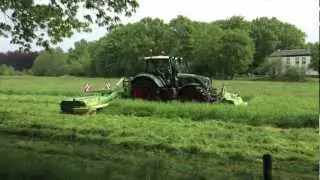 BoerNu maaien met Fendt 722 en Krone triple maaier in Hierden