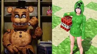 TALKING FREDDY reacts to Minecraft girls, #memes, animation by BonBon