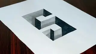 How to draw 3d letter S on paper. 3d letters in hole shape
