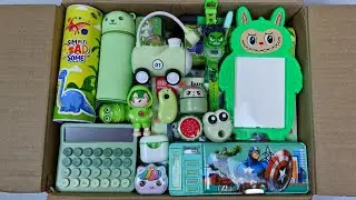 GREEN Stationery Collection💚Geometry, Board, Calculator, TableLamp, Pen, Sharpener, PencilBox, Watch