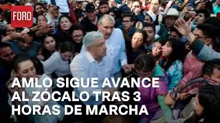 Marcha de AMLO: el presidente lleva más de tres horas caminando entre la multitud - Las Noticias