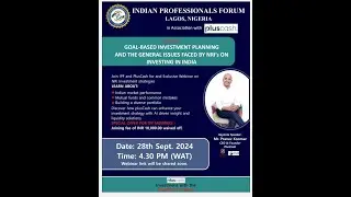 Goal based Investment Planning in India for NRIs - Indian Professionals Forum