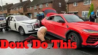 (HIT AND RUN) Rolls Royce Rear Ends Lamborghini Urus and Driver Runs Away