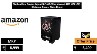 Clapbox Flow Graphic Cajon CB FLW8, Walnut wood H50 W30 L30   3 Internal Snares, Black Disco