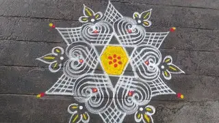 💐Friday special rangoli with side border kolam💐#rangoli#kolam#muggulu#trendingrangoli#satisfying
