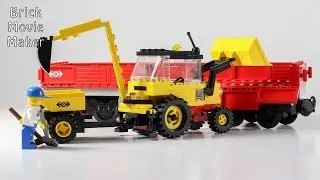 Lego 9V Train 4543 Railroad Tractor Flatbed / Flachbettwagen mit Traktor sped build