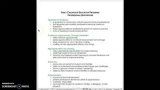 ECE Professional Dispositions