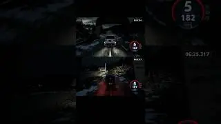 Rally car run at dusk & snowry. EA Sports WRC games replay short video.
