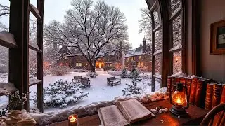 Snowy Winter Garden | Quiet Atmosphere with Melancholic Piano for Deep Study | Dark Academia Music
