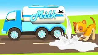 Die Helfer Autos - lehrreicher Zeichentrick f&uuml;r Kinder. Die Milch ist ausgelaufen.