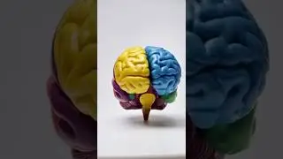 The human brain model shows the major lobes in different colors #healthtips #medical #3danimation