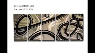 abstract black silver 3D metal oil painting