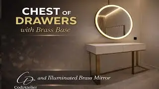 Custom Brass Base Chest of Drawers & Brass Framed Mirror | Luxury Bedroom by CODI Atelier