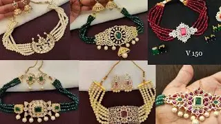 Latest beads Chokers/one gram gold choker necklace 2020/monalisa beads Chokers/pearl chokers/czstone
