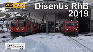 2019-1-30 [4K] Bahnhof Disentis-Mustér  part 1- RhB and MGB in sunny winter weather in 4K!
