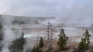 Norris Geyser Basin and Dragon’s Mouth in Mud Volcano area