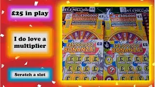 £25 mix of UK national lottery scratch cards, I do love a multiplier
