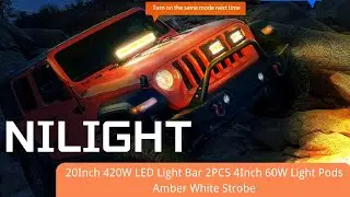 420W LED Light Bar & Amber White Strobe Pods Test | 6 Modes Memory Function