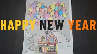 Pencil Sketching a House in Flight with Balloons | @Sketchflow50  #FlyingHouse #happynewyear