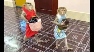 Sweetie Sovan & Sovanny Walk Hugging Sister Kobie Tight To Take Clothes & Diaper To Mom ,