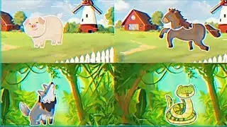 Animals Sounds and moves in neon motion| Kids Rhymes Syllabus 