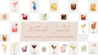 Watercolor signature cocktail wedding signs & Menu Ideas #ZazzleMade