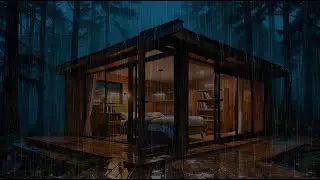 Heavy Rain at a Cozy Modern Cabin 🌧️ Night Rain Sounds for Deep Sleep & Relaxation