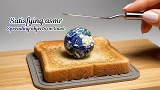 Magical Mini Objects on Toast ASMR 🍞✨ | Planets, Gems & Fruits Sounds