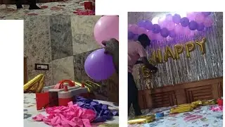 Simple Room Balloon Decoration | Pink and Purple Balloon Decor.. call 📞 8004594818