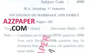 GNDU MA Sociology Marriage & Family 1st Sem Question Paper
